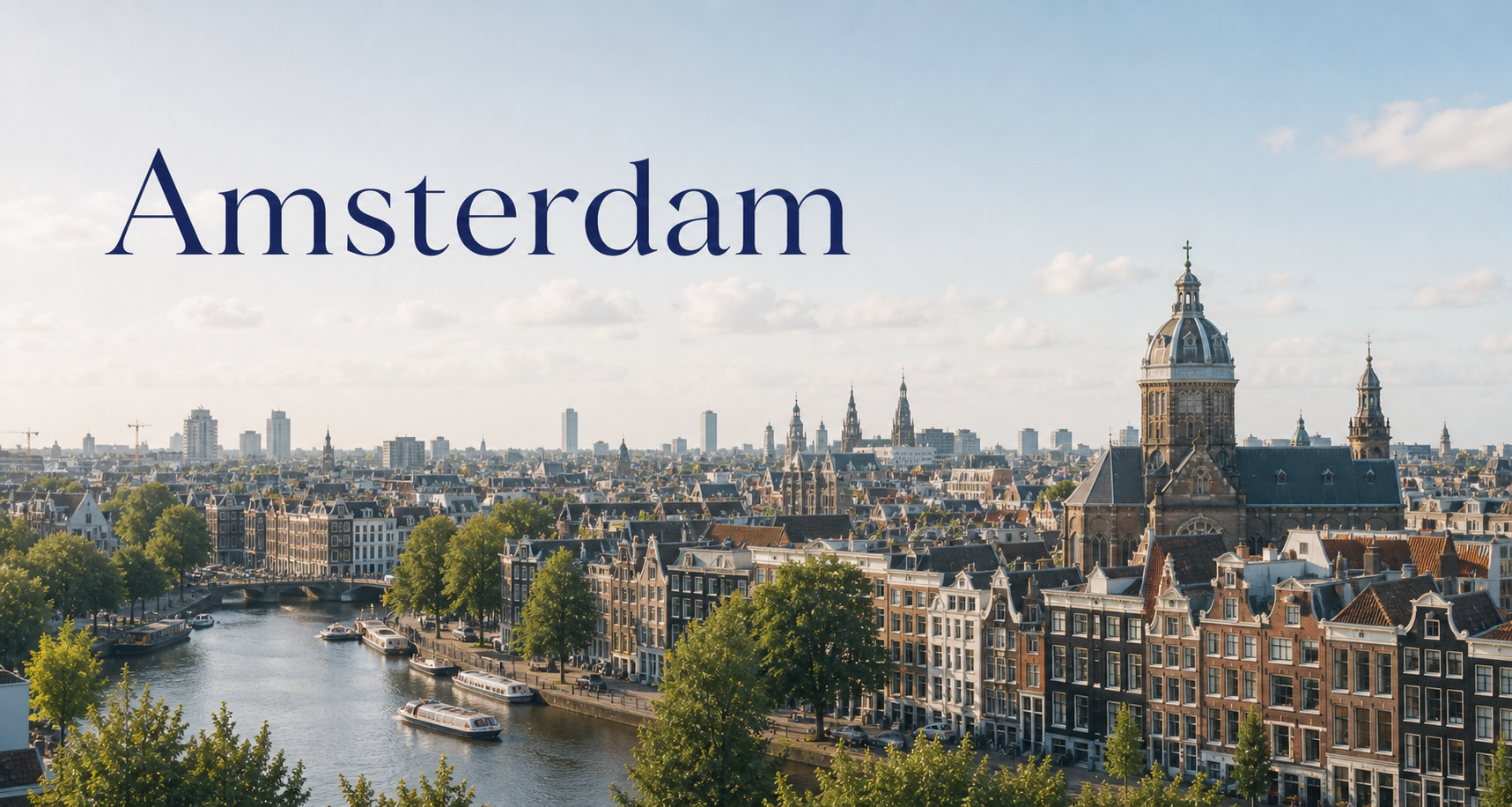 Amsterdam Milan Cityscape with Elegant Typography